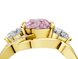 Yellow gold Three-Stone Fancy Pink Cushion Cut Cut Diamond Split Shank Prong Set Ring_4