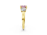 Yellow gold Three-Stone Fancy Pink Cushion Cut Cut Solitaire Ring with Classic Prong Setting_2