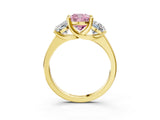 Yellow gold Three-Stone Fancy Pink Cushion Cut Cut Solitaire Ring with Classic Prong Setting_3