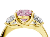 Yellow gold Three-Stone Fancy Pink Cushion Cut Cut Solitaire Ring with Classic Prong Setting_4