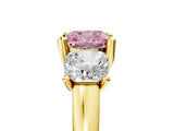 Yellow gold Three-Stone Fancy Pink Cushion Cut Cut Solitaire Ring with Classic Prong Setting_5