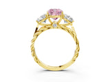 Yellow gold Three-Stone Fancy Pink Cushion Cut Diamond Braided Band Ring with Four-Prong Setting_43
