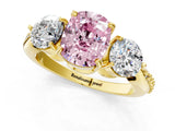 Yellow gold Three-Stone Fancy Pink Cushion Cut Diamond Channel Set Engagement Ring with Prong Setting_13