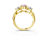 Yellow gold Three-Stone Fancy Pink Cushion Cut Diamond Channel Set Engagement Ring with Prong Setting_15