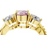 Yellow gold Three-Stone Fancy Pink Cushion Cut Diamond Channel Set Engagement Ring with Prong Setting_16