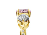 Yellow gold Three-Stone Fancy Pink Cushion Cut Diamond Channel Set Engagement Ring with Prong Setting_5