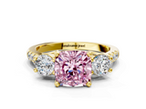 Yellow gold Three-Stone Fancy Pink Cushion  Cut Diamond Pavé Band with Four-Prong Setting_28