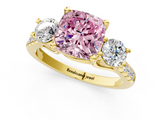 Yellow gold Three-Stone Fancy Pink Cushion  Cut Diamond Pavé Band with Four-Prong Setting_29