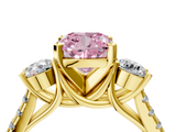 Yellow gold Three-Stone Fancy Pink Cushion  Cut Diamond Pavé Band with Four-Prong Setting_32