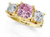 Yellow gold Three-Stone Fancy Pink Cushion  Cut Diamond Ring with Channel-Set Band and Four-Prong Setting_53