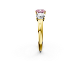 Yellow gold Three-Stone Fancy Pink Cushion  Cut Diamond Ring with Channel-Set Band and Four-Prong Setting_67