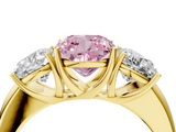 Yellow gold Three-Stone Fancy Pink Cushion  Cut Diamond Ring with Channel-Set Band and Four-Prong Setting_69