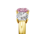 Yellow gold Three-Stone Fancy Pink Cushion  Cut Diamond Ring with Channel-Set Band and Four-Prong Setting_70
