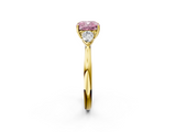 Yellow gold Three-Stone Fancy Pink Cushion  Cut Diamond Ring with Pear Side Stones in Four-Prong Setting_111