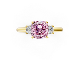 Yellow gold Three-Stone Fancy Pink Cushion  Cut Diamond Solitaire with Prong Setting and Classic Band_20