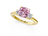Yellow gold Three-Stone Fancy Pink Cushion  Cut Diamond Solitaire with Prong Setting and Classic Band_21