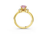 Yellow gold Three-Stone Fancy Pink Cushion  Cut Diamond Solitaire with Prong Setting and Classic Band_23