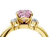 Yellow gold Three-Stone Fancy Pink Cushion  Cut Diamond Solitaire with Prong Setting and Classic Band_24