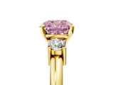 Yellow gold Three-Stone Fancy Pink Cushion  Cut Diamond Solitaire with Prong Setting and Classic Band_25