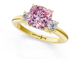 Yellow gold Three-Stone Fancy Pink Cushion  Cut Diamond Solitaire with Prong Setting and Classic Band_27