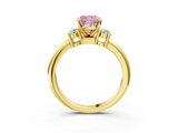 Yellow gold Three-Stone Fancy Pink Cushion  Cut Diamond Solitaire with Prong Setting and Classic Band_29