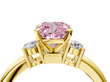 Yellow gold Three-Stone Fancy Pink Cushion  Cut Diamond Solitaire with Prong Setting and Classic Band_30