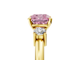 Yellow gold Three-Stone Fancy Pink Cushion  Cut Diamond Solitaire with Prong Setting and Classic Band_31