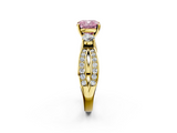 Yellow gold Three-Stone Fancy Pink Cushion  Cut Diamond Twist Band with Prong Setting_53