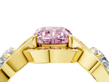 Yellow gold Three-Stone Fancy Pink Cushion Cut Diamond Wave Pave Band with Prong Setting_4