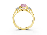Yellow gold Three-Stone Fancy Pink Cushion  Cut Solitaire Ring with Prong Setting_6