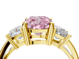Yellow gold Three-Stone Fancy Pink Cushion  Cut Solitaire Ring with Prong Setting_7