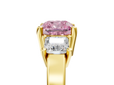 Yellow gold Three-Stone Fancy Pink Cushion  Cut Solitaire Ring with Prong Setting_8