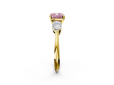 Yellow gold Three-Stone Fancy Pink Cushion  Diamond Ring with Pear Side Stones in Four-Prong Setting_64
