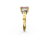 Yellow gold Three-Stone Fancy Pink Emerald  Brilliant Cut Solitaire Ring with Prong Setting on a Classic Band 3