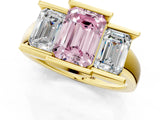 Yellow gold Three Stone Fancy Pink Emerald Cut Cut Channel Set Diamond Ring_1