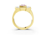 Yellow gold Three Stone Fancy Pink Emerald Cut Cut Channel Set Diamond Ring_3