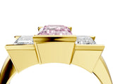 Yellow gold Three Stone Fancy Pink Emerald Cut Cut Channel Set Diamond Ring_4