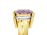 Yellow gold Three Stone Fancy Pink Emerald Cut Cut Channel Set Diamond Ring_5