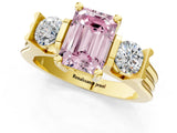 Yellow gold Three-Stone Fancy Pink Emerald Cut Cut Classic Band Prong Setting Ring_1