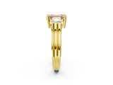 Yellow gold Three-Stone Fancy Pink Emerald Cut Cut Classic Band Prong Setting Ring_2