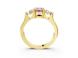 Yellow gold Three-Stone Fancy Pink Emerald Cut Cut Classic Band Prong Setting Ring_3