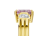 Yellow gold Three-Stone Fancy Pink Emerald Cut Cut Classic Band Prong Setting Ring_5