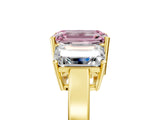 Yellow gold Three-Stone Fancy Pink Emerald Cut Cut Diamond Engagement Ring with Flat Band and Four-Prong Setting_17