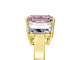 Yellow gold Three-Stone Fancy Pink Emerald Cut Cut Diamond Engagement Ring with Flat Band and Four-Prong Setting_5