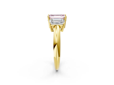 Yellow gold Three-Stone Fancy Pink Emerald Cut Cut Diamond Engagement Ring with Prong Setting on a White Gold Band_38