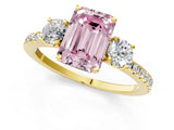 Yellow gold Three-Stone Fancy Pink Emerald Cut Cut Diamond Pavé Band with Prong Setting_16