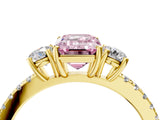 Yellow gold Three-Stone Fancy Pink Emerald Cut Cut Diamond Pavé Band with Prong Setting_19