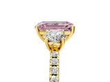 Yellow gold Three-Stone Fancy Pink Emerald Cut Cut Diamond Pavé Band with Prong Setting_20
