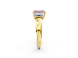 Yellow gold Three-Stone Fancy Pink Emerald Cut Cut Diamond Ring with Channel Set Band and Four-Prong Setting_2