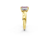 Yellow gold Three-Stone Fancy Pink Emerald Cut Cut Diamond Ring with Channel Set Band and Four-Prong Setting_26